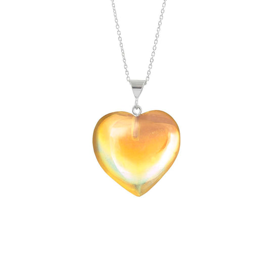 Large Heart Pendant with .925 sterling silver components. It comes with Sterling silver .7mm box chain, 18" included with the polished fire pendant.