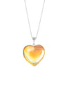 Large Heart Pendant with .925 sterling silver components. It comes with Sterling silver .7mm box chain, 18" included with the polished fire pendant.