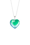 Large Heart Pendant with .925 sterling silver components. It comes with Sterling silver .7mm box chain, 18" included with the polished green pendant.