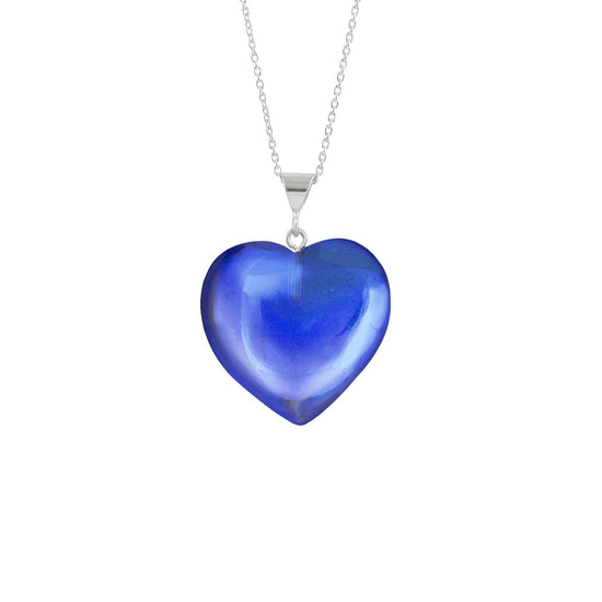 Large Heart Pendant with .925 sterling silver components. It comes with Sterling silver .7mm box chain, 18" included with the polished violet pendant.