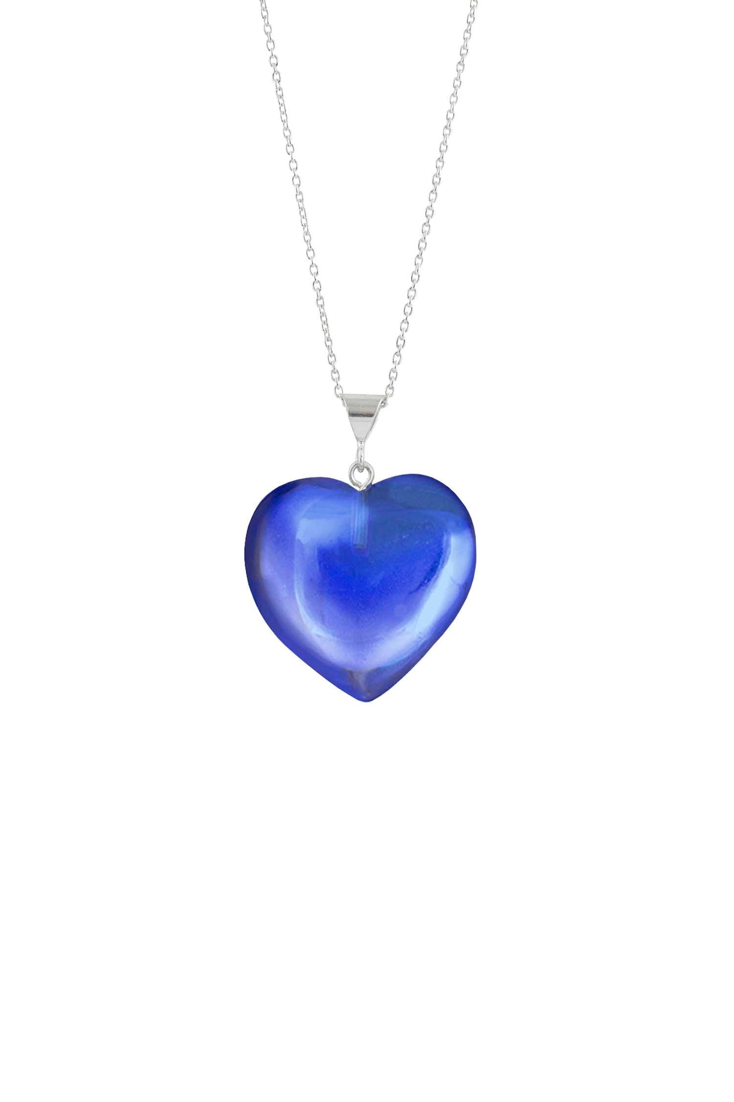 Large Heart Pendant with .925 sterling silver components. It comes with Sterling silver .7mm box chain, 18" included with the polished violet pendant.