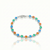 Luminous Crystal Circle Bracelet is made from high-quality sterling silver, ensuring durability and lasting shine with polished blue, green, and fire stones.