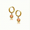 Lunar Hoop Earrings, these earrings feature dainty 5mm fire stone circles with 18k gold stainless steel.