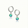 Lunar Hoop Earrings, these earrings feature dainty 5mm green stone circles with silver stainless.