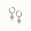 Lunar Hoop Earrings, these earrings feature dainty 5mm pink stone circles with silver stainless.