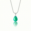 Medium Drop Pendant is a beautiful, simple, and elegant piece that includes an 18" sterling silver 1mm snake chain with the frosted green pendant.