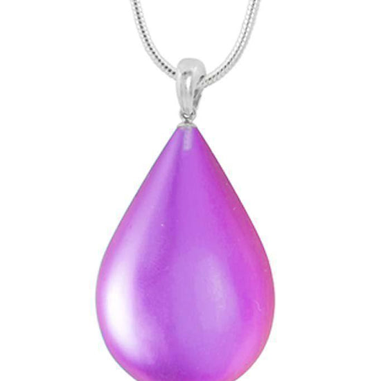 Medium Drop Pendant is a beautiful, simple, and elegant which includes an 18" sterling silver 1mm snake chain with the  frosted pink pendant.