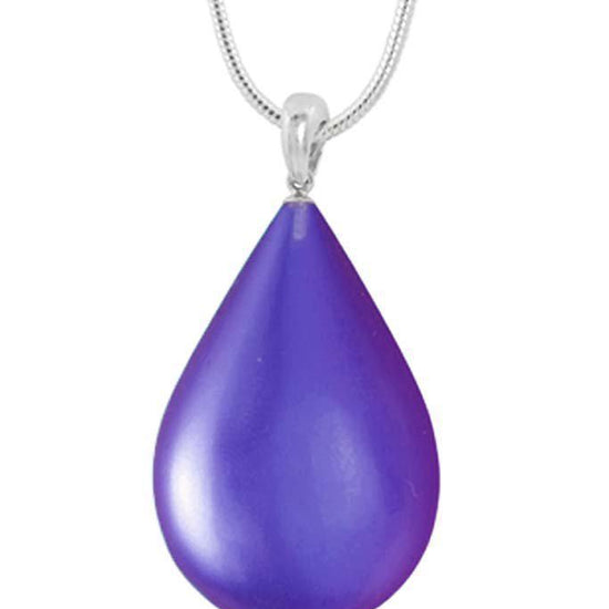 Medium Drop Pendant is a beautiful, simple, and elegant which includes an 18" sterling silver 1mm snake chain with the  frosted violet pendant.