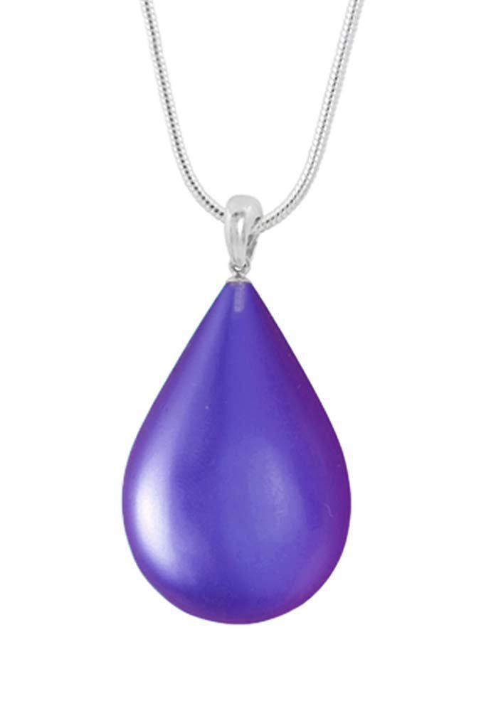 Medium Drop Pendant is a beautiful, simple, and elegant which includes an 18" sterling silver 1mm snake chain with the  frosted violet pendant.