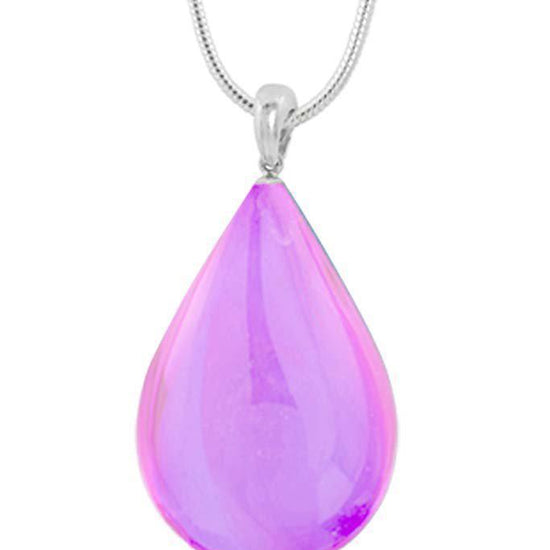 Medium Drop Pendant is a beautiful, simple, and elegant piece that includes an 18" sterling silver 1mm snake chain with the  polished pink pendant.