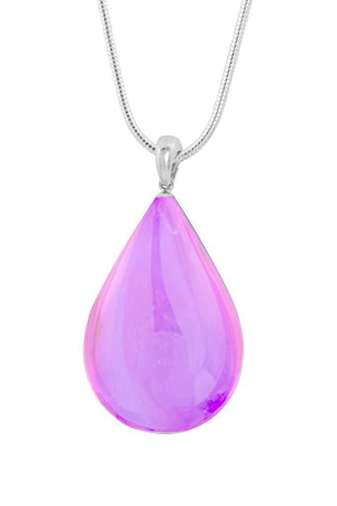 Medium Drop Pendant is a beautiful, simple, and elegant piece that includes an 18" sterling silver 1mm snake chain with the  polished pink pendant.