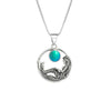 Mermaid Pendant features a beautiful mermaid sitting gracefully beneath a stunning 9mm glowing, frosted aqua crystal. The pendant comes with an 18" sterling silver .7mm box chain included.
