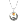 Mermaid Pendant features a beautiful mermaid sitting gracefully beneath a stunning 9mm glowing, polished fire crystal. The pendant comes with an 18" sterling silver .7mm box chain included.