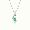 Moon Pendant crafted from high-quality materials, comes with an 18" sterling silver  chain and 5mm polished green stone.