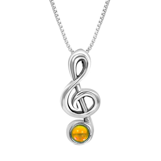 Musical Note Pendant is perfect for musicians and music enthusiasts alike.  The stunning polished fire crystal at the bottom of the pendant adds a captivating accent to the elegant scroll design. The pendant comes with an 18" sterling silver 1mm cable chain included.