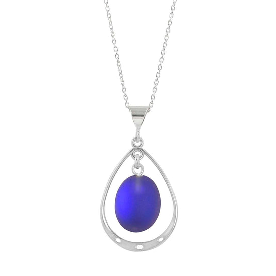 Oval with Loop Pendant handmade pendant pairs beautifully with any outfit, and you’ll love how the  frosted violet crystal oval shines with an iridescent glow of color from within. The pendant comes with an 18" sterling silver .7mm box chain included.