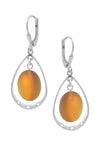 Oval with Loop Earrings featuring oval frosted fire crystals elegantly accented with sterling silver loops. The earrings come equipped with secure lever backs for a comfortable fit.