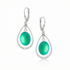 Oval with Loop Earrings featuring oval frosted green crystals elegantly accented with sterling silver loops and come equipped with secure lever backs for a comfortable fit. 