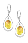 Oval with Loop Earrings featuring oval polished fire crystals elegantly accented with sterling silver loops. The earrings come equipped with secure lever backs for a comfortable fit.