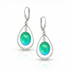 Oval with Loop Earrings featuring oval polished green crystals elegantly accented with sterling silver loops and come equipped with secure lever backs for a comfortable fit. 