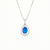 Oval with Loop Pendant handmade pendant pairs beautifully with any outfit, and you’ll love how the frosted blue crystal oval shines with an iridescent glow of color from within. The pendant comes with an 18" sterling silver .7mm box chain included.