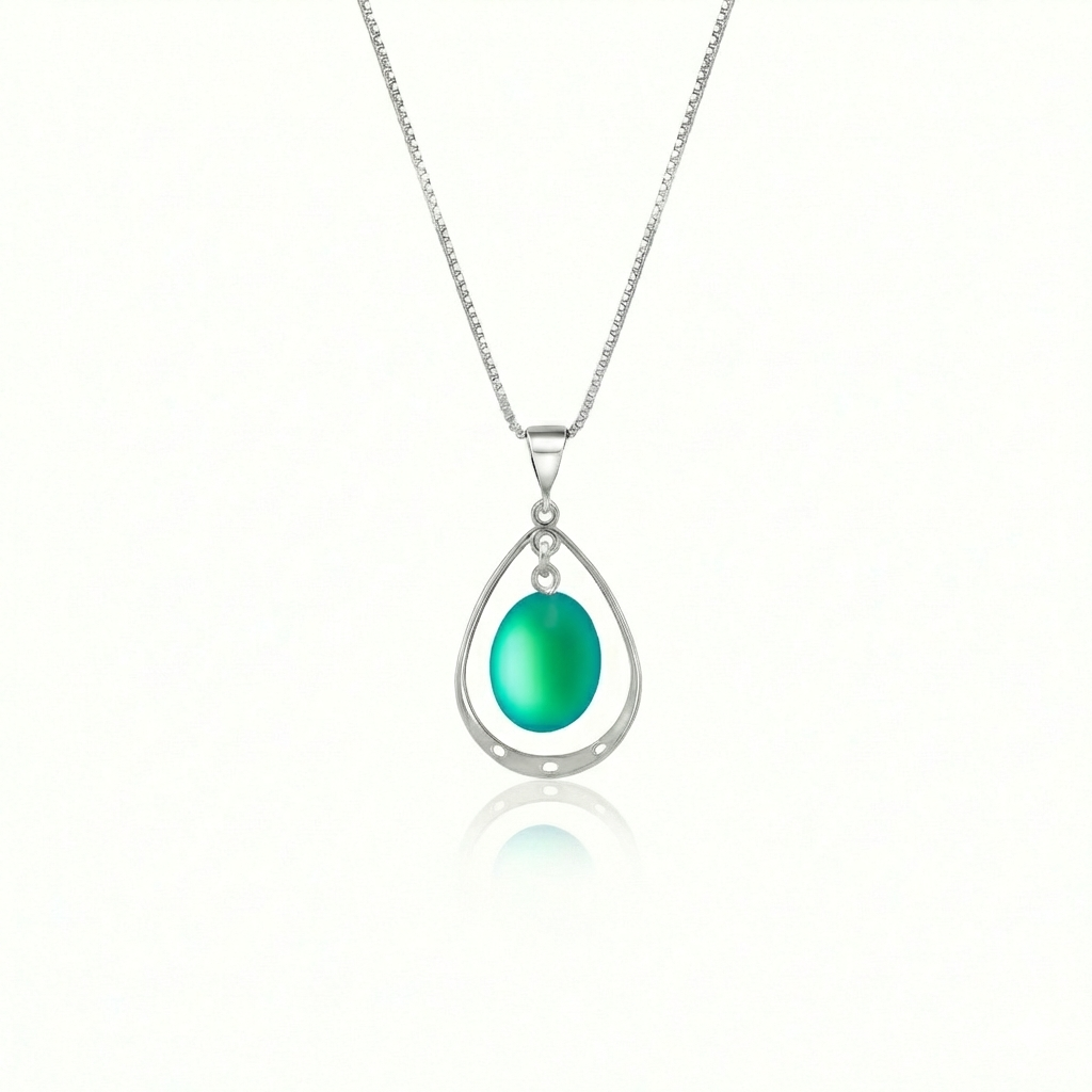 Crystal Oval with Sterling Silver Loop Pendant by LeightWorks