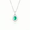 Oval with Loop Pendant handmade pendant pairs beautifully with any outfit, and you’ll love how the frosted green crystal oval shines with an iridescent glow of color from within. The pendant comes with an 18" sterling silver .7mm box chain included.