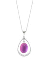 Oval with Loop Pendant handmade pendant pairs beautifully with any outfit, and you’ll love how the  frosted pink crystal oval shines with an iridescent glow of color from within. The pendant comes with an 18" sterling silver .7mm box chain included.