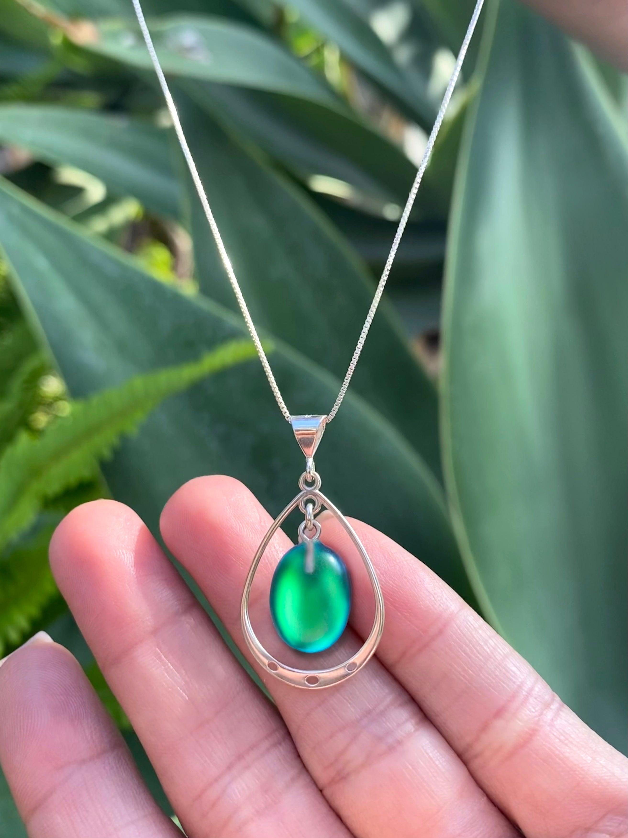Crystal Oval with Sterling Silver Loop Pendant by LeightWorks