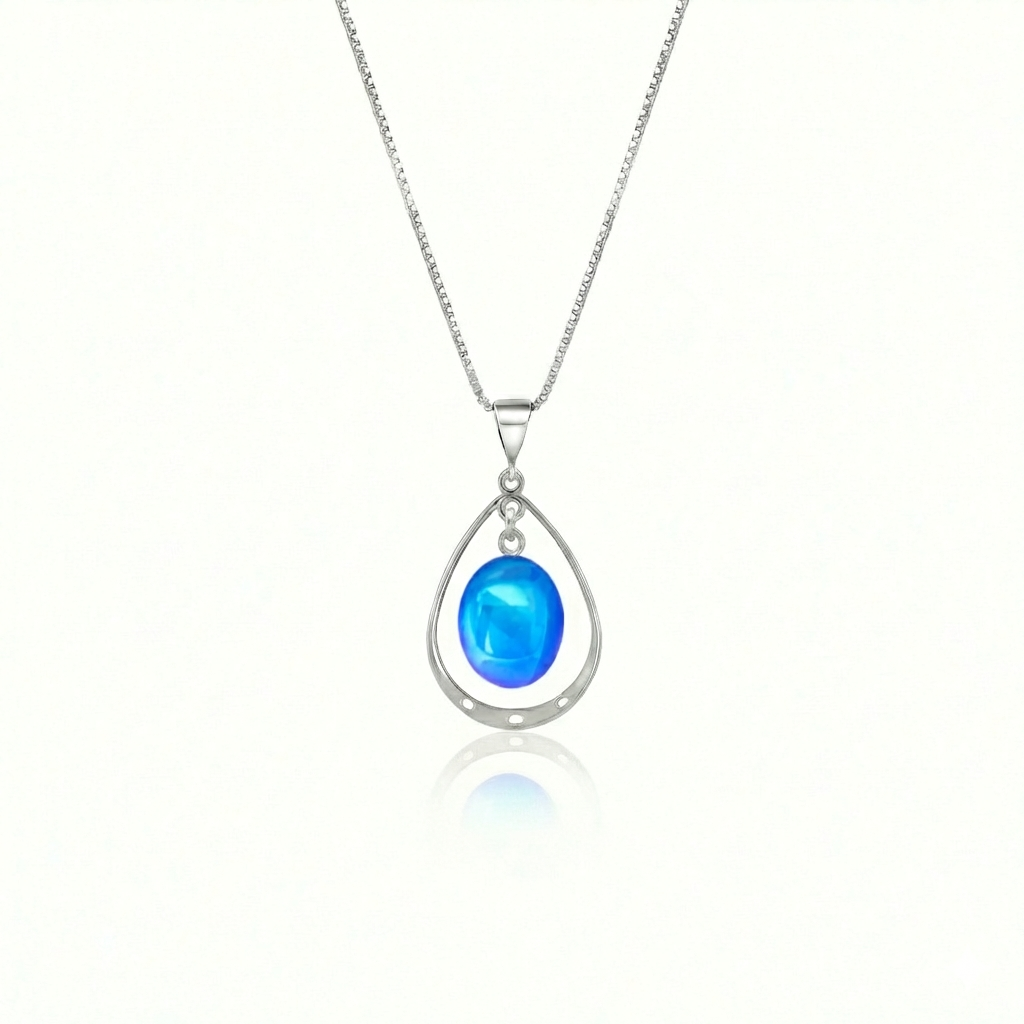 Crystal Oval with Sterling Silver Loop Pendant by LeightWorks