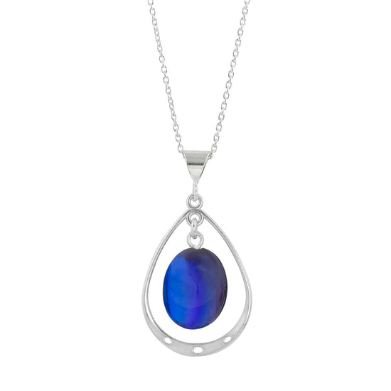 Oval with Loop Pendant handmade pendant pairs beautifully with any outfit, and you’ll love how the  polished violet crystal oval shines with an iridescent glow of color from within. The pendant comes with an 18" sterling silver .7mm box chain included.