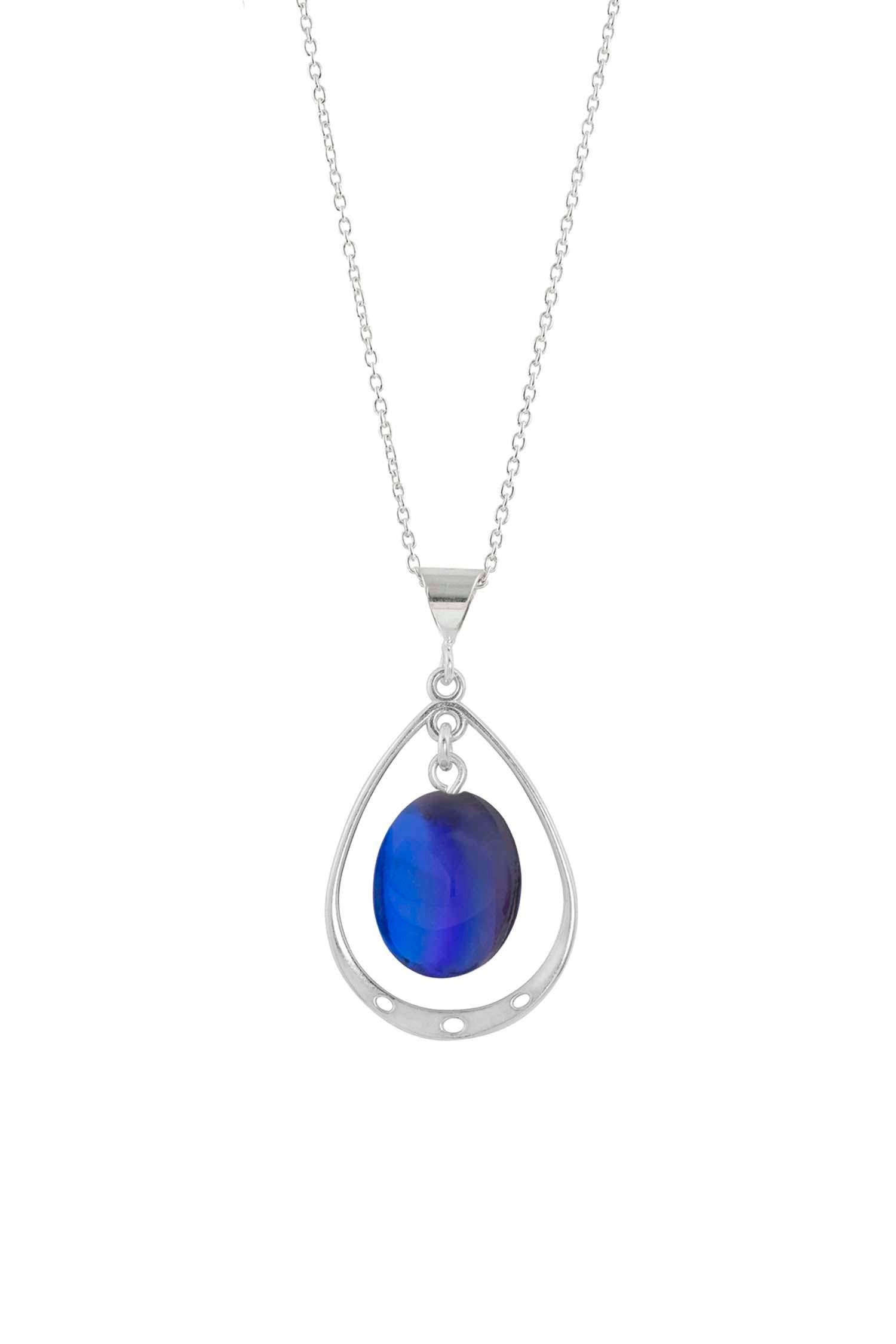 Oval with Loop Pendant handmade pendant pairs beautifully with any outfit, and you’ll love how the  polished violet crystal oval shines with an iridescent glow of color from within. The pendant comes with an 18" sterling silver .7mm box chain included.