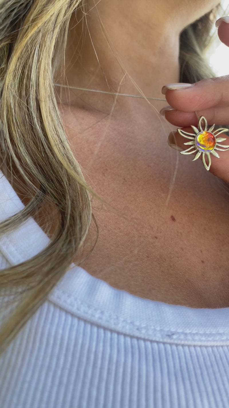 Sterling Silver Crystal Sun Pendant by LeightWorks, San Diego
