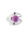 Raima Ring features a design that is not symmetrical, yet beautifully balanced. Crafted from sturdy sterling silver with frosted pink stone, this ring is adjustable, allowing you to customize the fit starting at size 7.5.