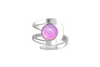 Raima Ring features a design that is not symmetrical, yet beautifully balanced. Crafted from sturdy sterling silver with polished pink stone, this ring is adjustable, allowing you to customize the fit starting at size 7.5.