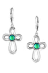 Ribbon Cross Earrings feature lever-back components that add a touch of elegance to the traditional cross design.  At the center, our signature color-changing polished green crystal beautifully enhances this classic religious symbol. These earrings are crafted from high-quality sterling silver, ensuring durability and shine. 