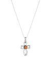 Ribbon Cross Pendant features a beautifully crafted design that adds a touch of elegance to the traditional cross, creating an eye-catching look.  At the center, our signature color-changing frosted fire crystal beautifully enhances this classic religious symbol. These earrings are crafted from high-quality sterling silver, ensuring durability and shine. 