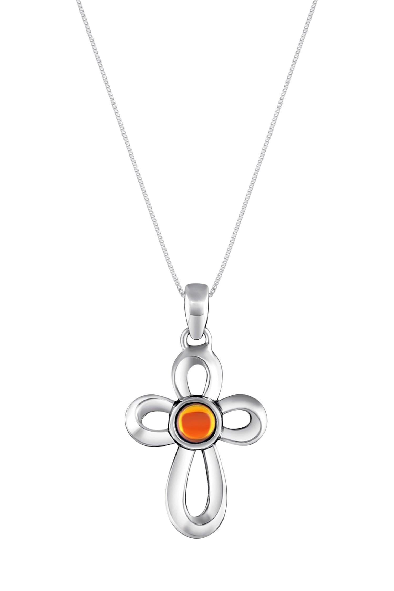 Ribbon Cross Pendant features a beautifully crafted design that adds a touch of elegance to the traditional cross, creating an eye-catching look.  At the center, our signature color-changing polished fire crystal beautifully enhances this classic religious symbol. These earrings are crafted from high-quality sterling silver, ensuring durability and shine. 