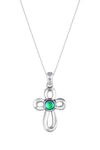 Ribbon Cross Pendant features a beautifully crafted design that adds a touch of elegance to the traditional cross, creating an eye-catching look.  At the center, our signature color-changing polished green crystal beautifully enhances this classic religious symbol. These earrings are crafted from high-quality sterling silver, ensuring durability and shine. 