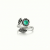 Silver Flower Adjustable Ring is a stunning piece that beautifully showcases a 5mm frosted green stone at its center. 