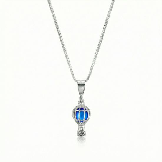 Small balloon pendant crafted from high-quality sterling silver and a frosted blue pendant features a delicate design, perfect for expressing your fun and creative side. includes an 18” chain for comfortable wear.