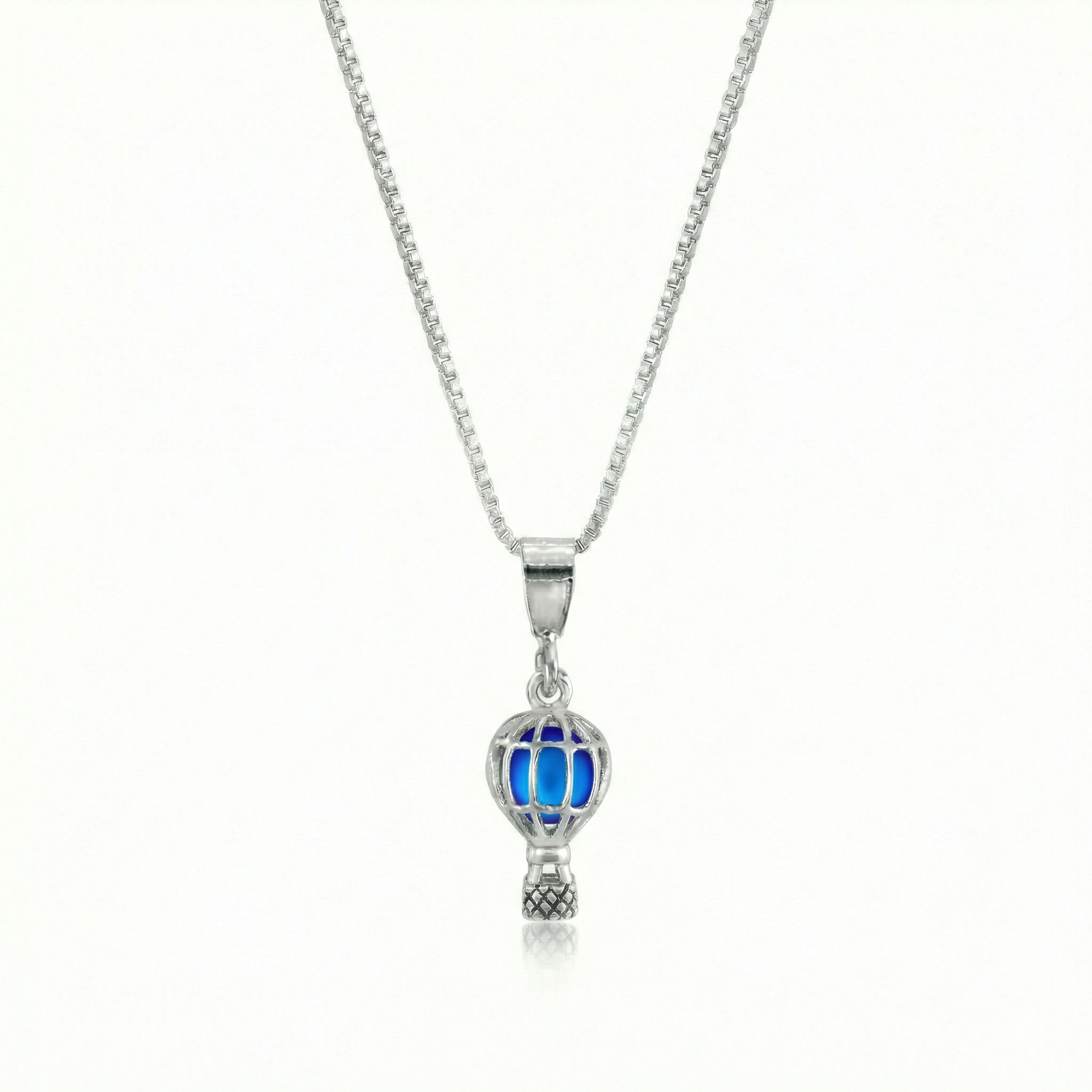 Small balloon pendant crafted from high-quality sterling silver and a frosted blue pendant features a delicate design, perfect for expressing your fun and creative side. includes an 18” chain for comfortable wear.