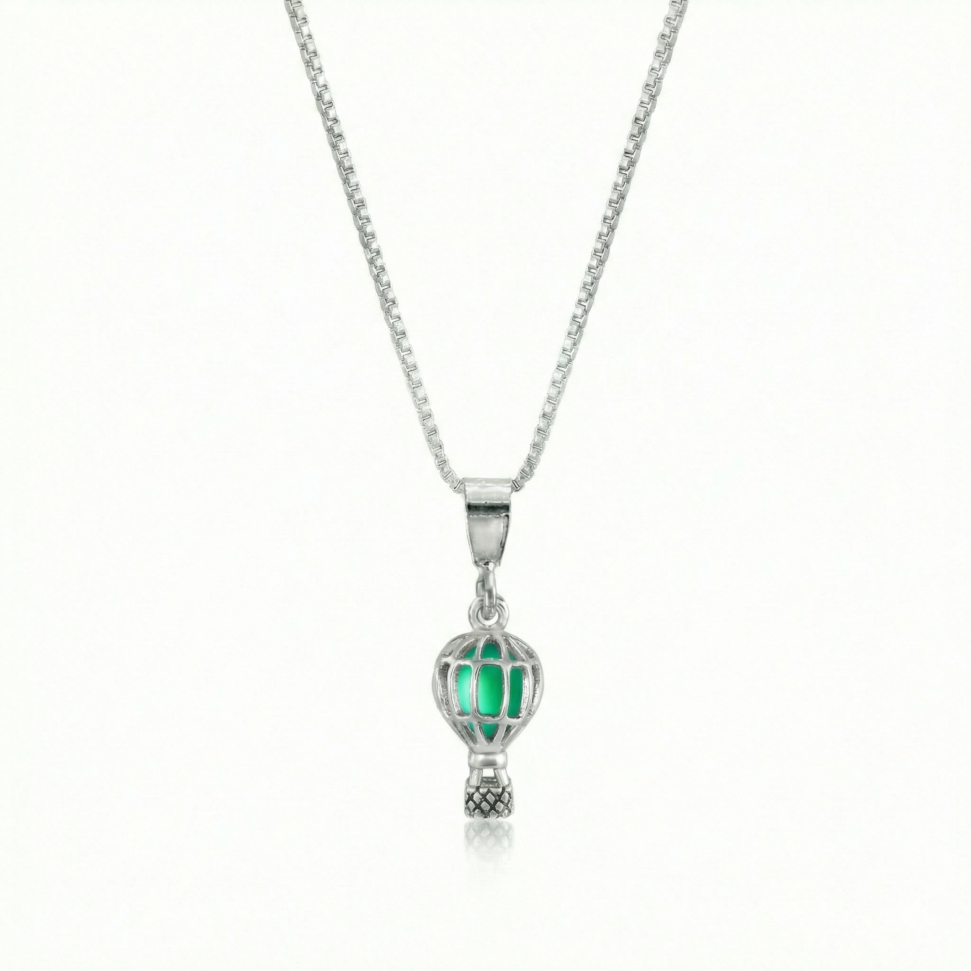Small Balloon Pendant crafted from high-quality sterling silver and a frosted green pendant features a delicate design, perfect for expressing your fun and creative side., includes an 18” chain for comfortable wear.