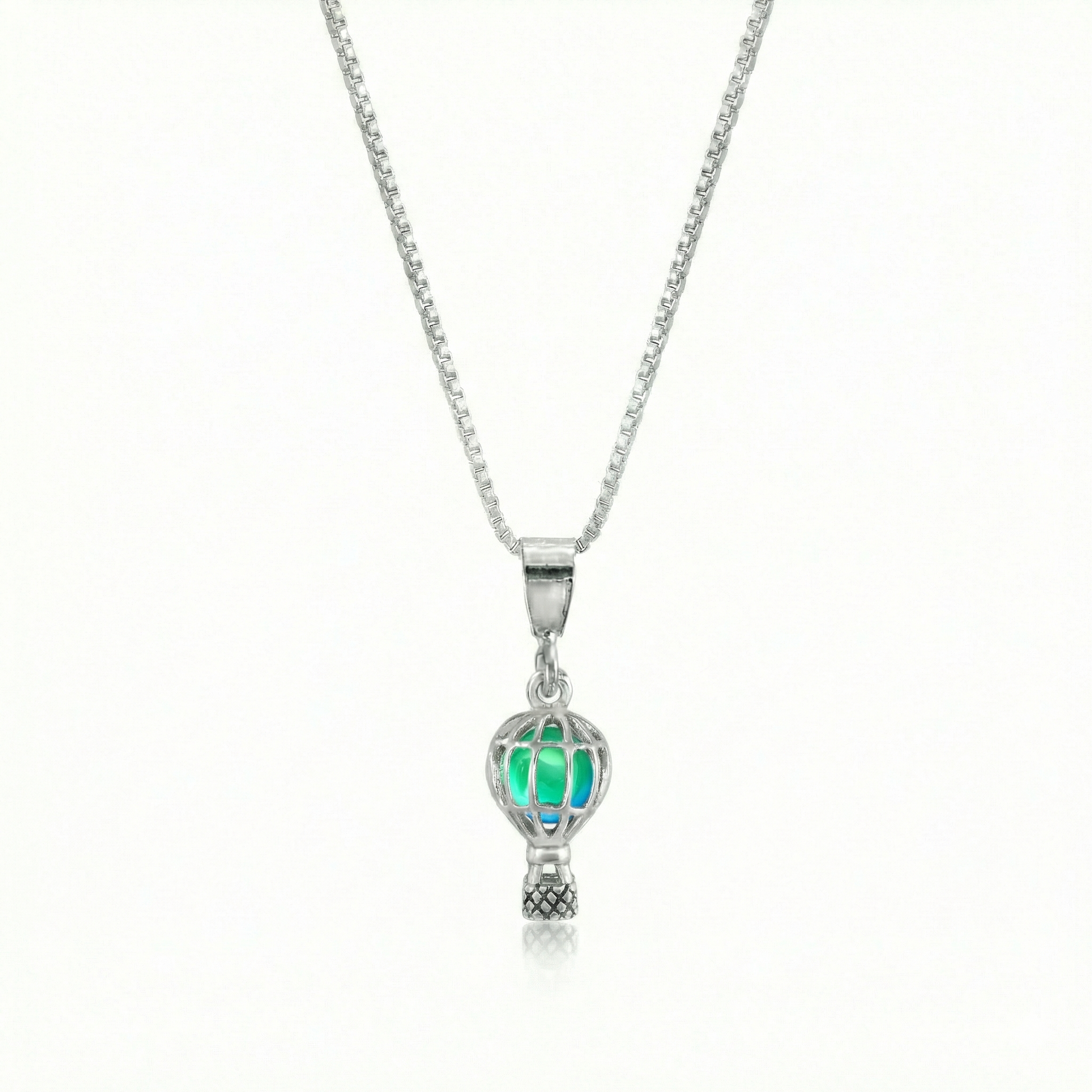 Small Balloon Pendant crafted from high-quality sterling silver and a polished green pendant features a delicate design, perfect for expressing your fun and creative side., includes an 18” chain for comfortable wear.
