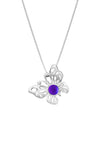 Small Butterfly Pendant crafted with exquisite attention to detail, showcasing a beautiful sterling silver butterfly design with frosted violet stone that symbolizes transformation and beauty. Comes with an 18" sterling silver .7mm box chain included, ensuring a ready-to-wear accessory.