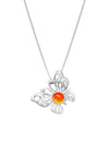Small Butterfly Pendant crafted with exquisite attention to detail, showcasing a beautiful sterling silver butterfly design with polished fire stone that symbolizes transformation and beauty. Comes with an 18" sterling silver .7mm box chain included, ensuring a ready-to-wear accessory.