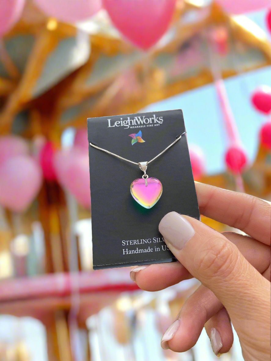 Small Crystal Heart Pendant crafted with sterling silver components, this pendant is designed for both quality and style. Includes a 16" sterling silver .7mm box chain with the polished pink pendant.