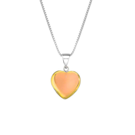 Small Crystal Heart Pendant crafted with sterling silver components, this pendant is designed for both quality and style. Includes a 16" sterling silver .7mm box chain with the polished fire pendant.