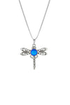 Small Dragonfly Pendant, crafted from high-quality sterling silver for durability and shine Intricate dragonfly design that symbolizes grace and transformation. Features a stunning 5mm frosted blue stone for an added touch of elegance. Comes with an 18” sterling silver box chain for a complete look