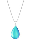 Small Drop Pendant Crafted with sterling silver components, this frosted aqua pendant comes with an included 18" sterling silver .7mm box chain for a polished look.